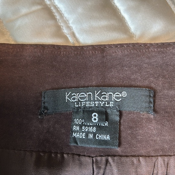 BROWN LEATHER KAREN KANE SKIRT 8 - Picture 7 of 15